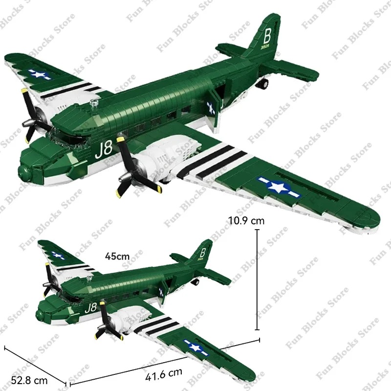 Hand Plane Block - Ww2 Us Militair Transportvliegtuig Bouwstenen Creatieve