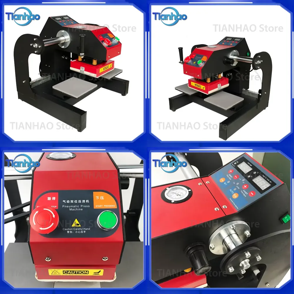 Workshop Tools Logo - Semi-automatische 15x15cm pneumatische warmtepersmachine voor dubbele
