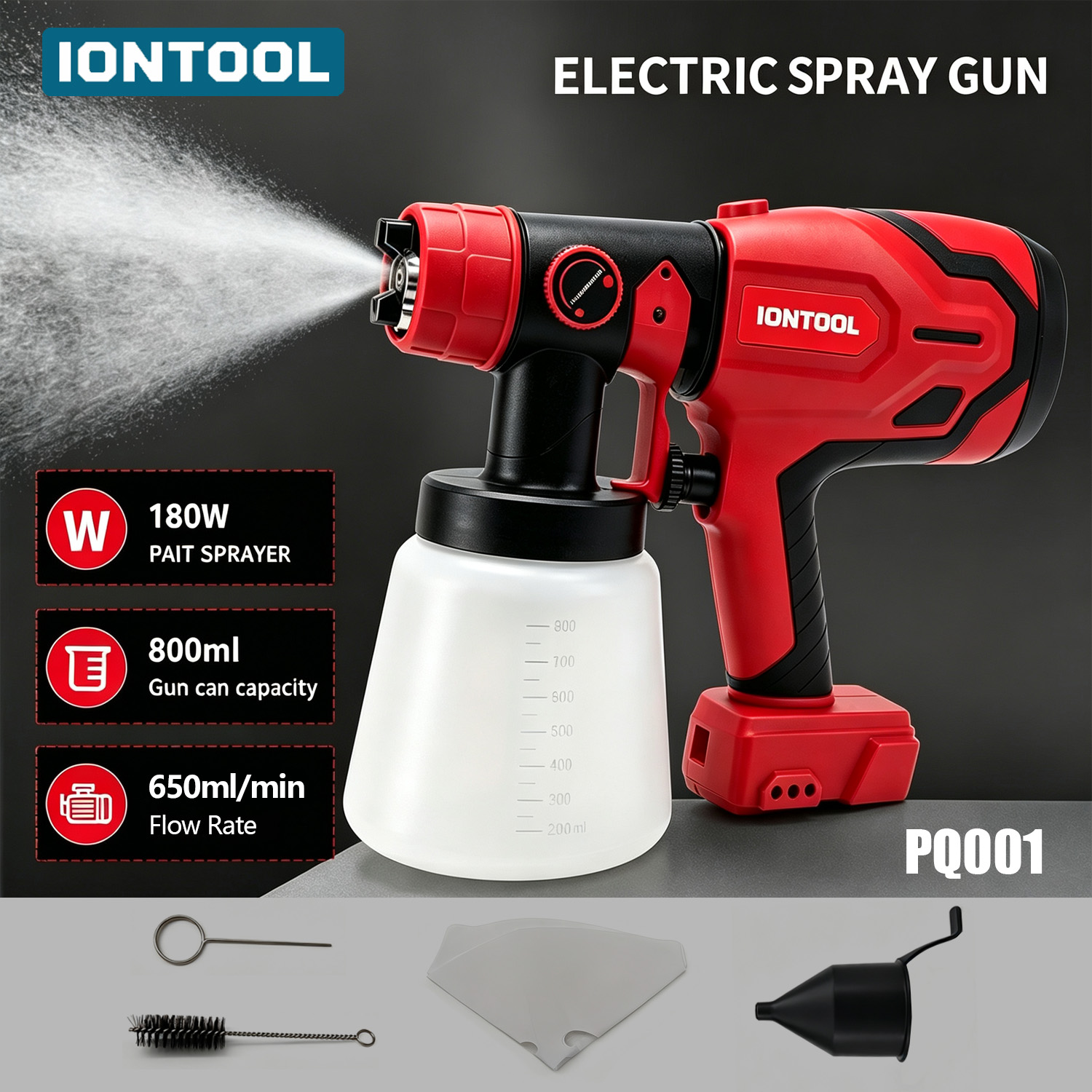 Workshop Electric Tools - IONTOOL 800ML 180W 650ml/min Spuitpistool Lichtgewicht