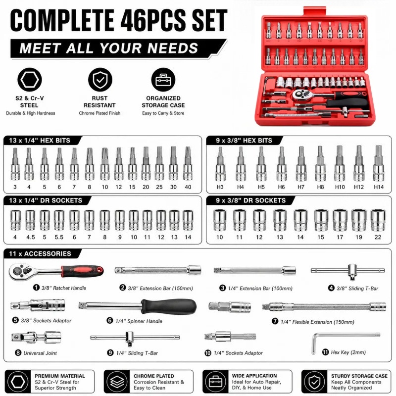 46-delige auto-onderhoudsset m - Workshop Tools Sale recensie en prijs